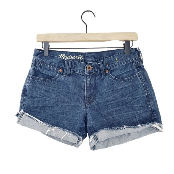 Madewell Pants - Madewell Women's Raw Hem Dark Wash Denim Jean Shorts Size 26